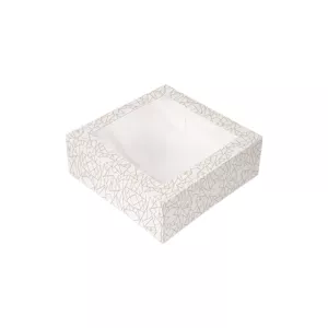Boites Patisserie avec fenêtre 250 g/m2 + opp 28x28x10cm blanc carton ondulé nano-micro